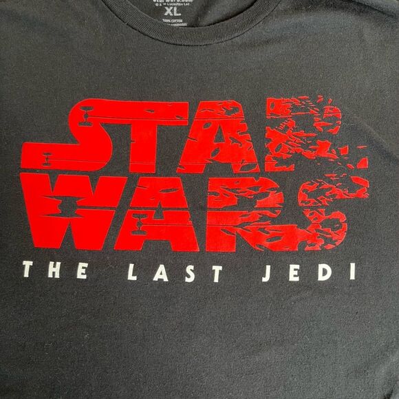 Star Wars The Last Jedi Black T-Shirt Crew Neck Short Sleeve Cotton Men Size XL - Picture 2 of 10